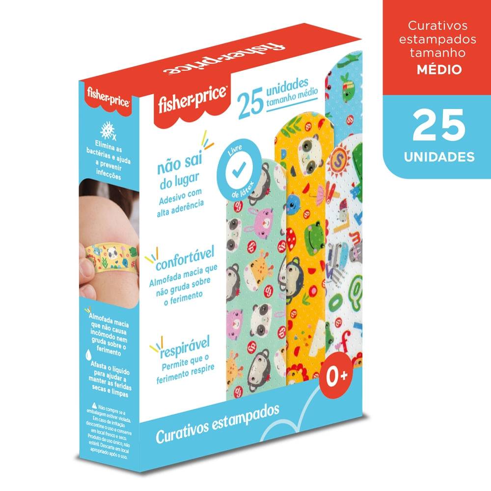 Curativo Fisher Price Estampado Com 25 Unidades