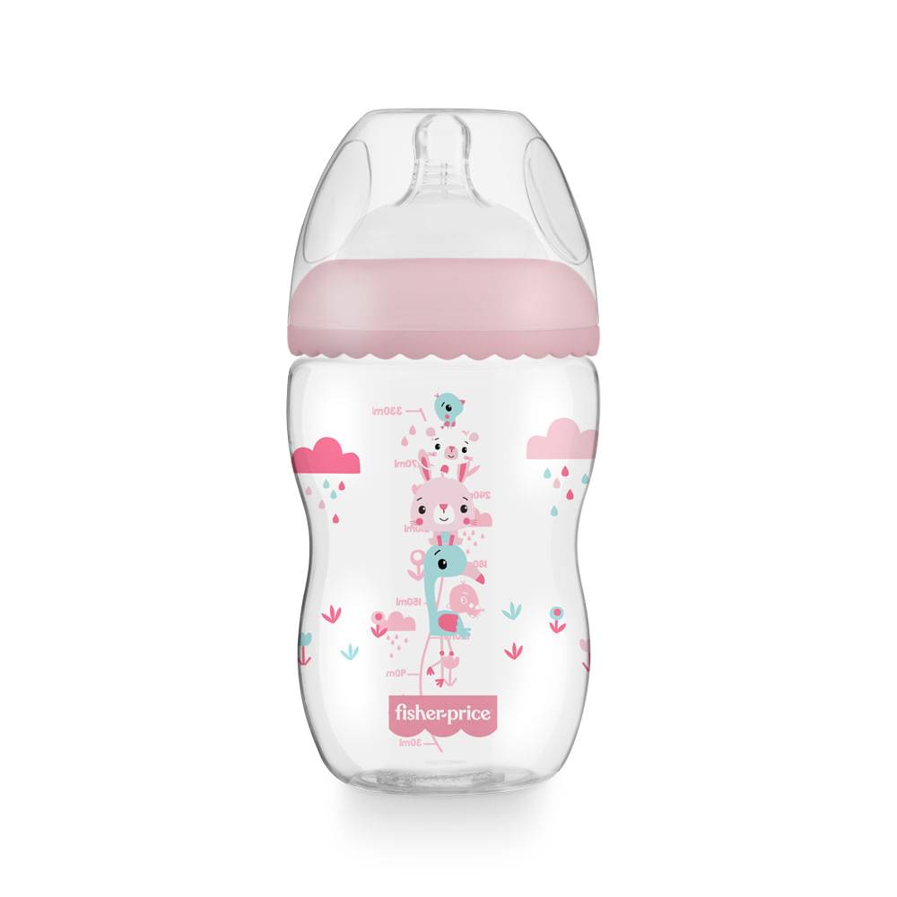Mamadeira First Moments Rosa Algodão Doce 330ml Fisher Price - BB1028