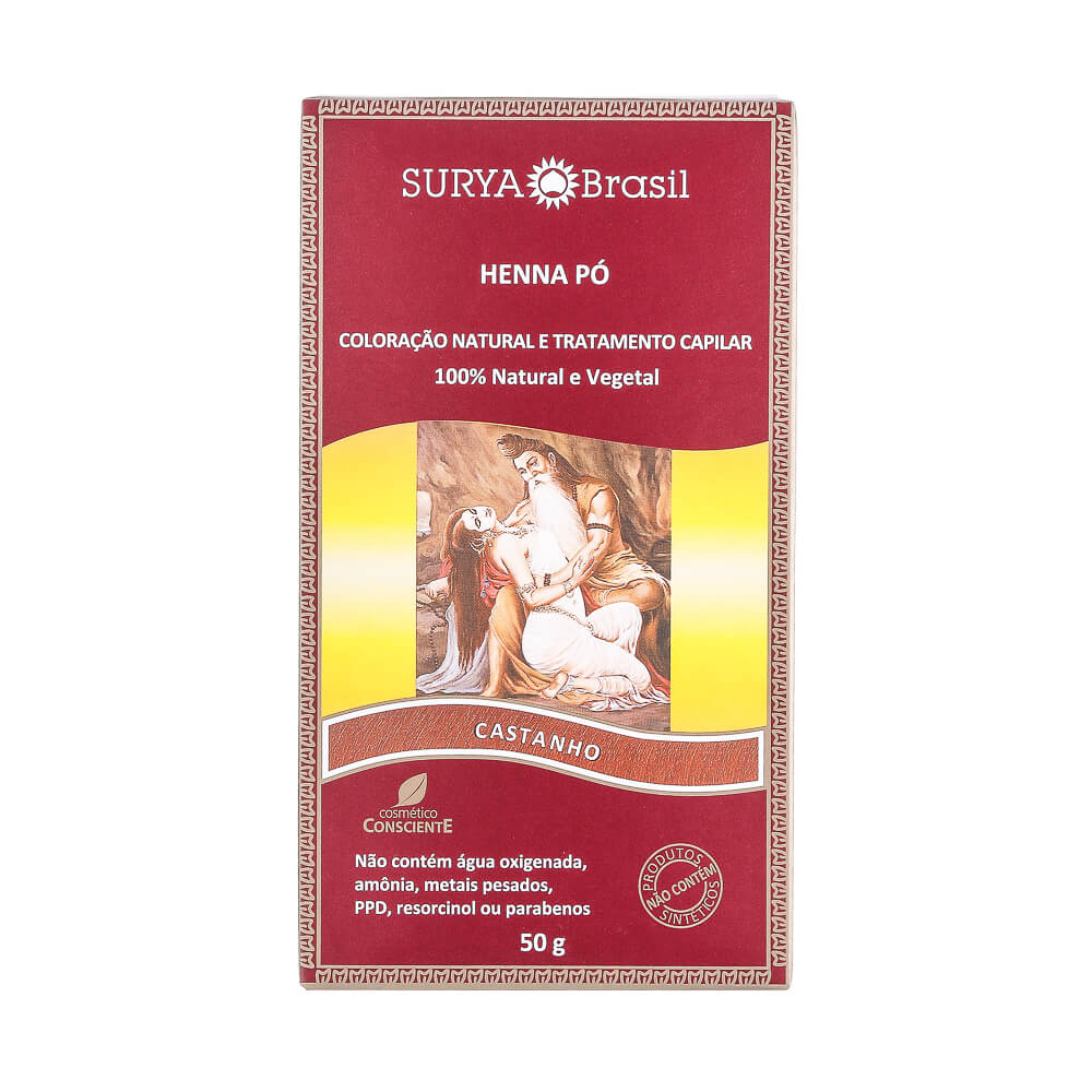 Henna em Pó Natural Surya Brasil 50g Cor Castanho