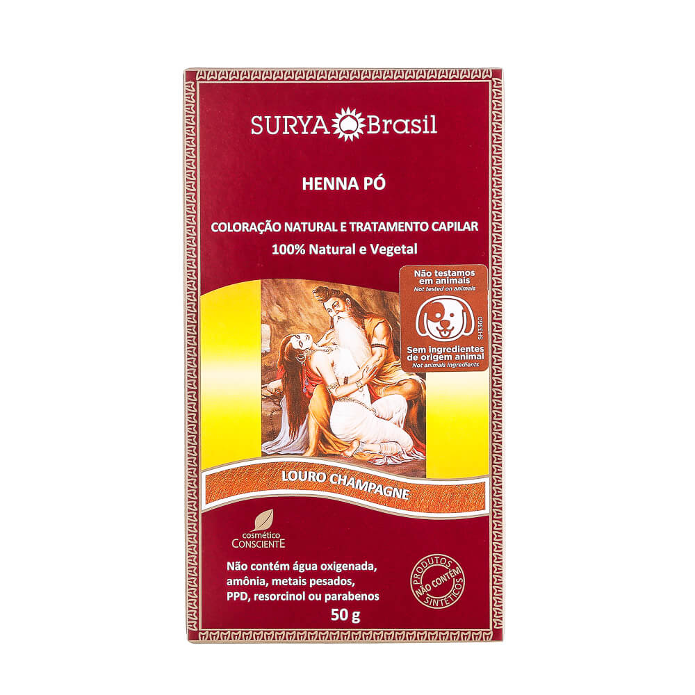 Henna em Pó Natural Surya Brasil 50g Cor Louro Champagne