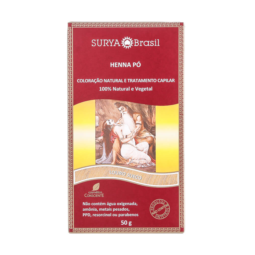 Henna em Pó Natural Surya Brasil 50g Cor Louro Sueco