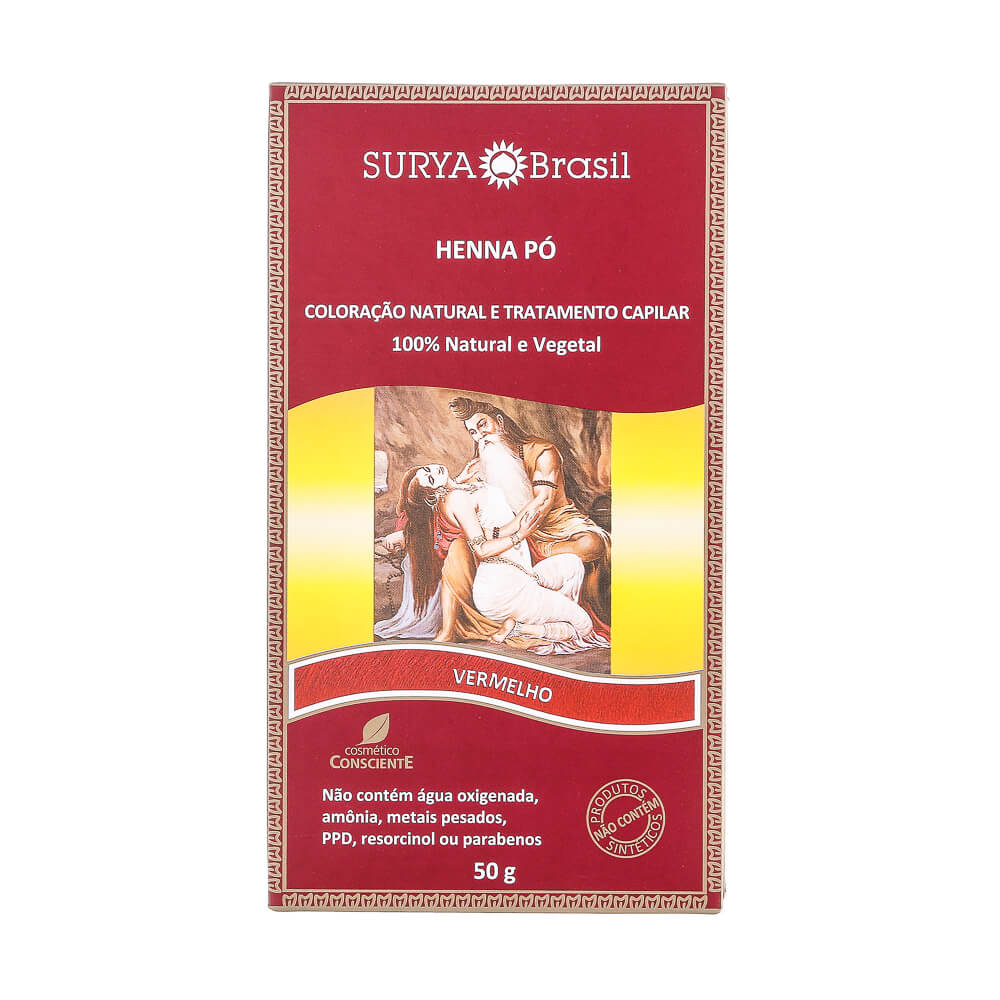 Henna em Pó Natural Surya Brasil 50g Cor Vermelho