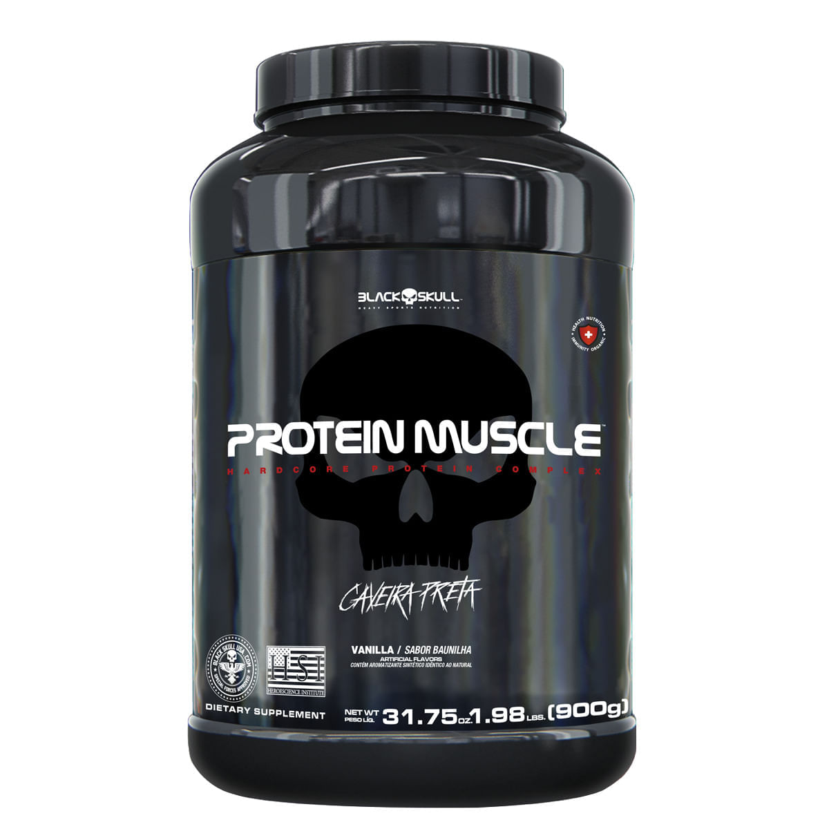 SUPLEMENTO ALIMENTAR PROTEIN MUSCLE BLACK SKULL (BLEND PROTEÍNAS) BAUNILHA 900G