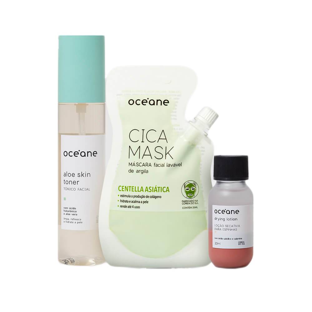 Kit Océane Máscara Facial De Cica + Tônico Facial + Loção Secativa