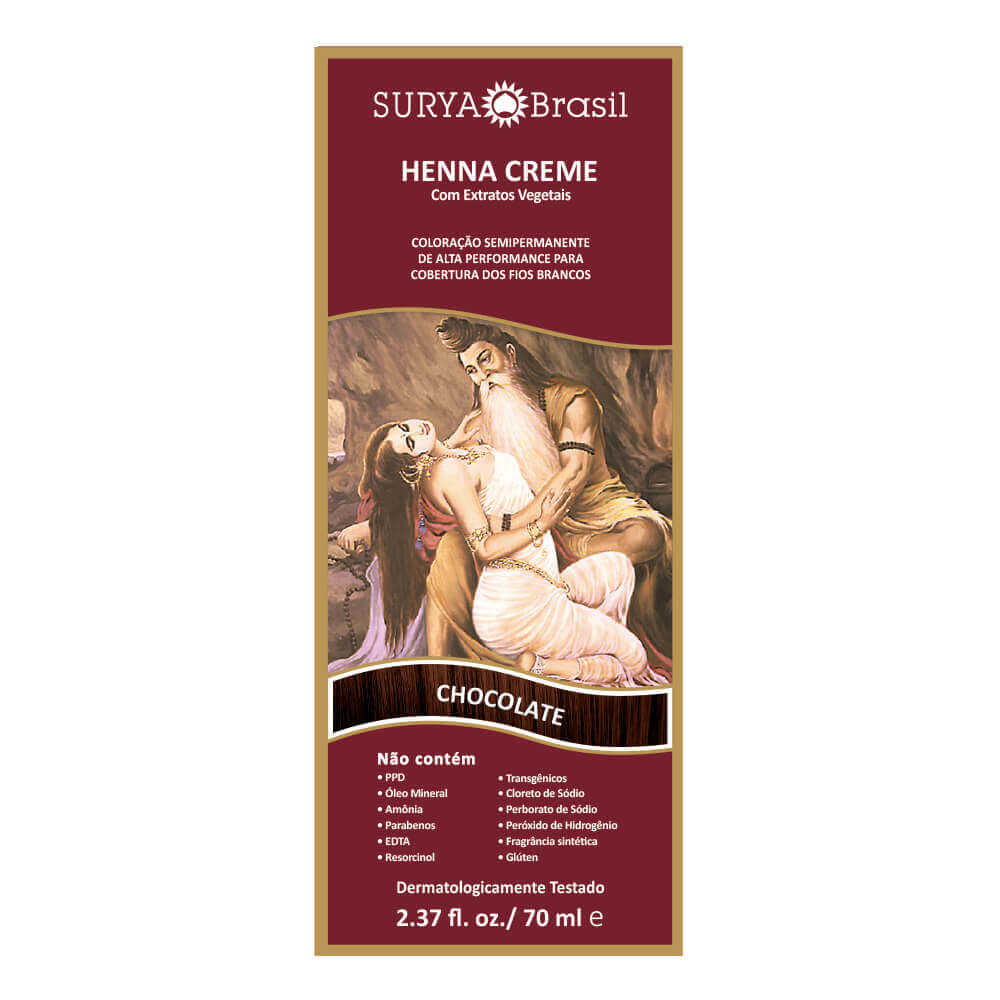 Henna Creme Natural Surya Brasil 70ml Cor Chocolate
