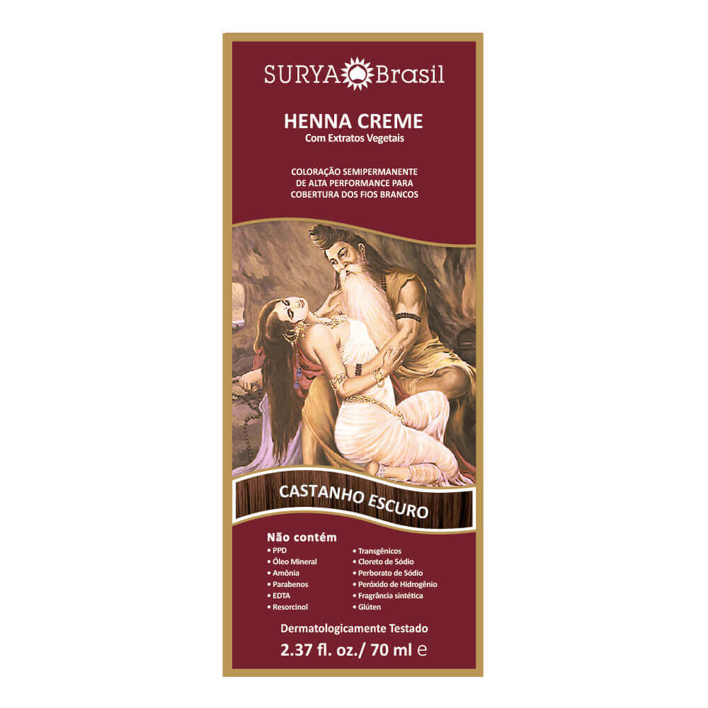 Henna Creme Natural Surya Brasil 70ml Cor Castanho Escuro