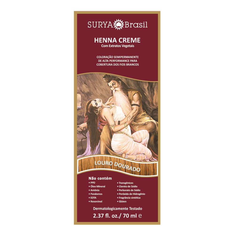 Henna Creme Natural Surya Brasil 70ml Cor Louro Dourado