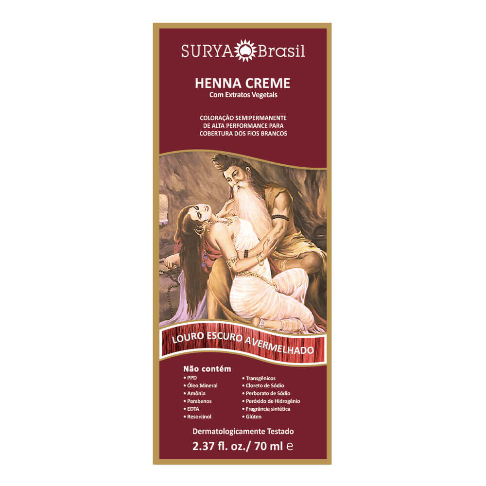 Henna Creme Natural Surya Brasil 70ml Cor Louro Escuro Avermelhado