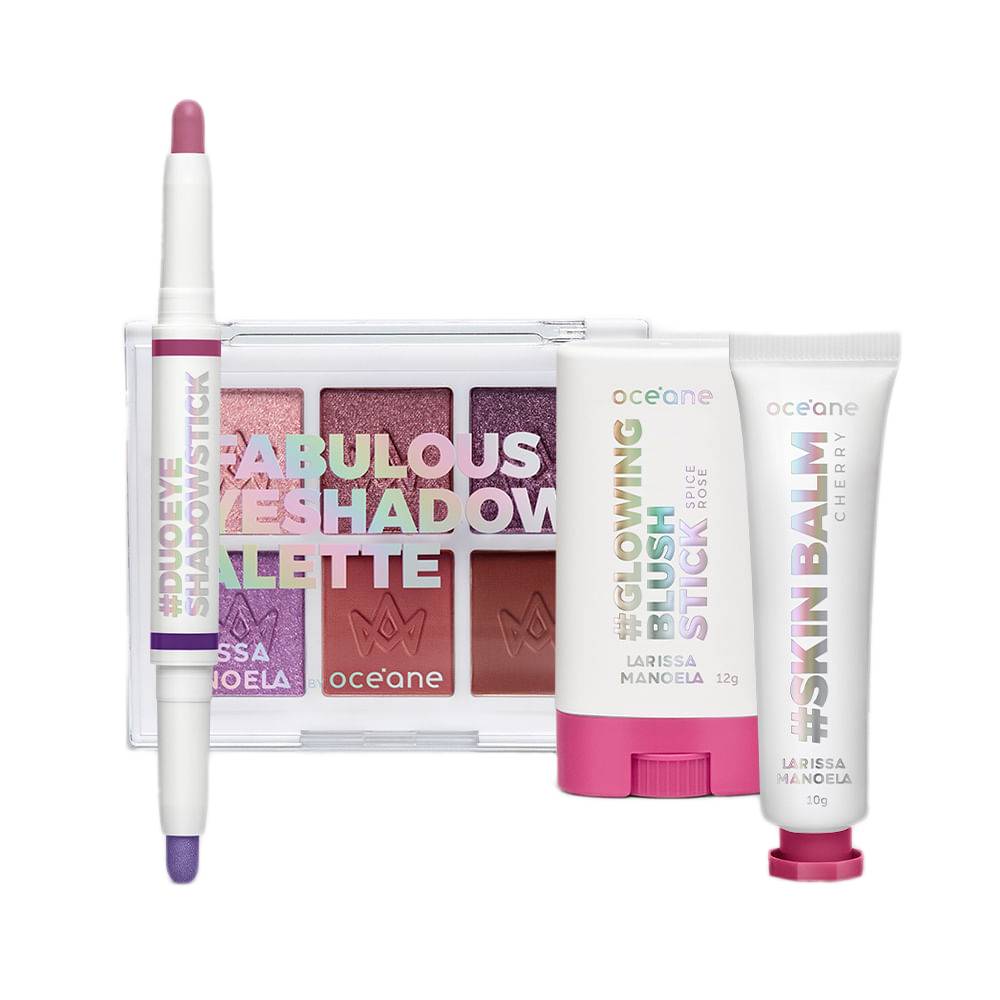 Kit Océane Paleta De Sombra + Sombra Em Bastão + Hidratante Labial + Blush