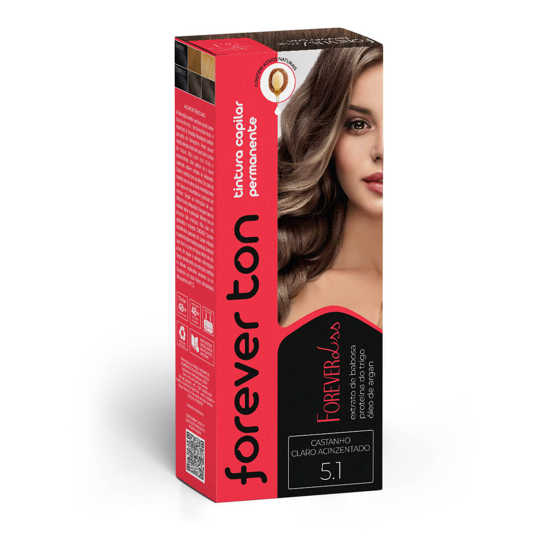 Tinta De Cabelo Forever Ton  5.1 Castanho Claro Acinzentado