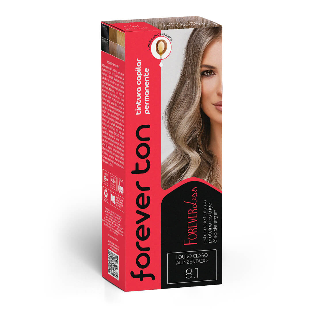 Tinta De Cabelo Forever Ton 8.1 Loiro Acinzentado