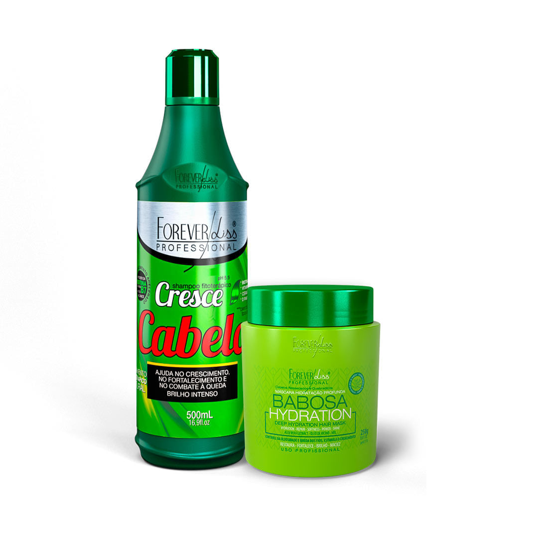 Kit Forever Liss Shampoo Cresce Cabelo 500Ml + Máscara Babosa 250g