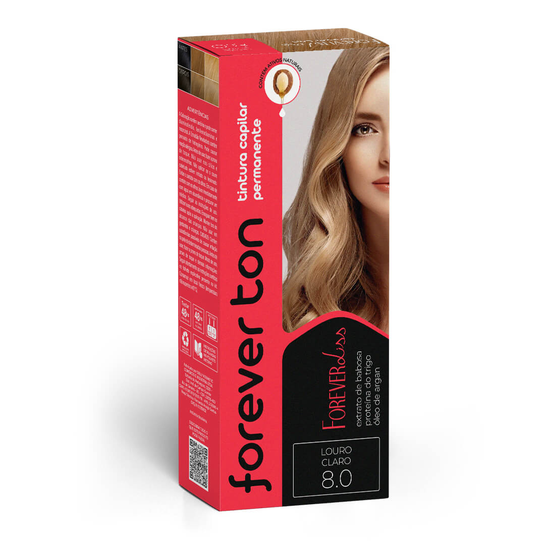 Tinta De Cabelo Forever Ton 8.0 Loiro Claro