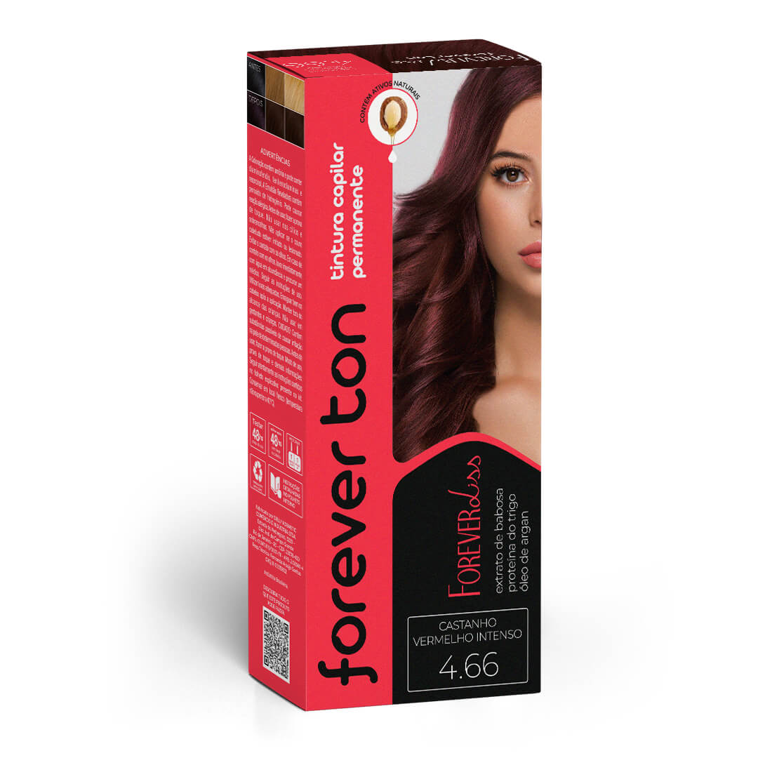 Tinta De Cabelo Forever Ton 6.6 Borgonha Castanho Vermelho Intenso