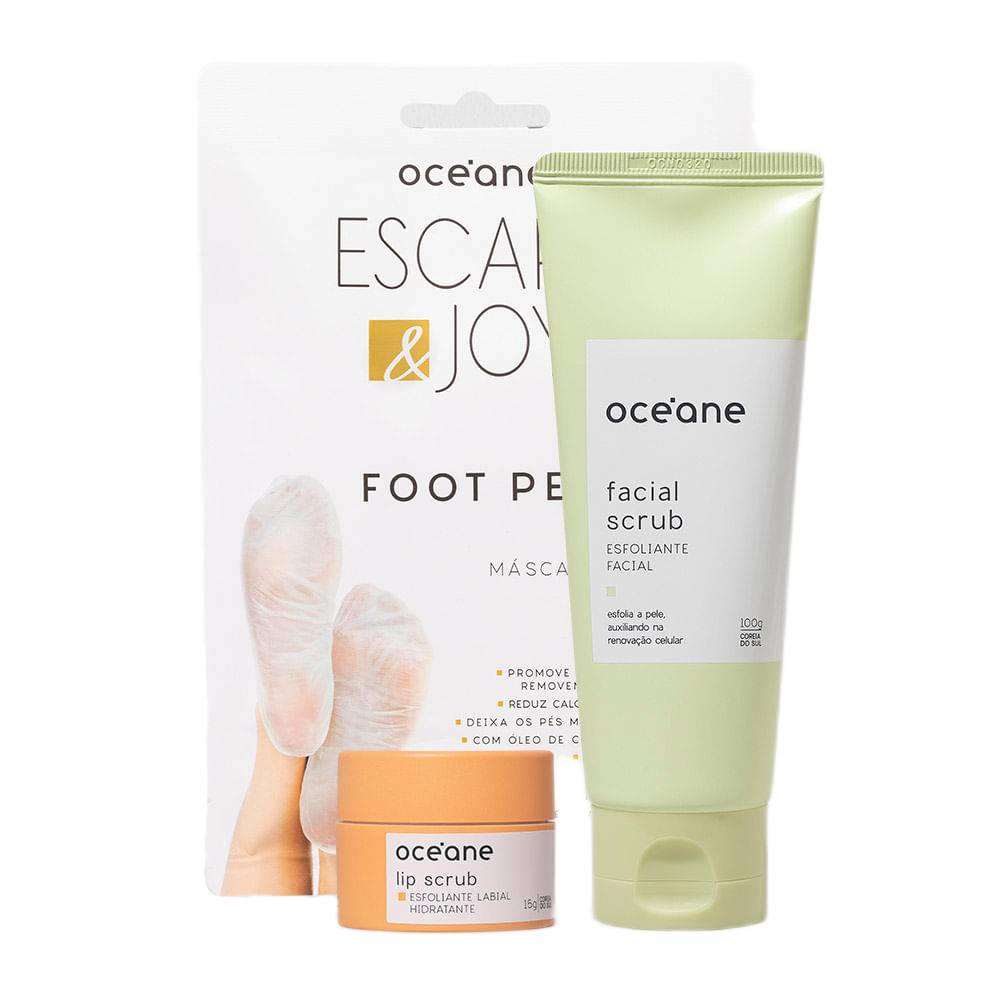 Kit Océane Esfoliante Facial + Esfoliante Labial + Máscara Esfoliante Para Pés