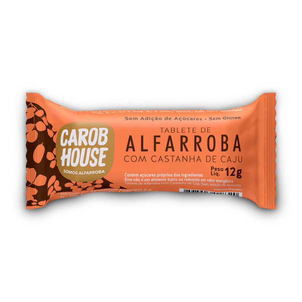 Barra Alfarroba Bombom Castanha Caju Carob House 12g