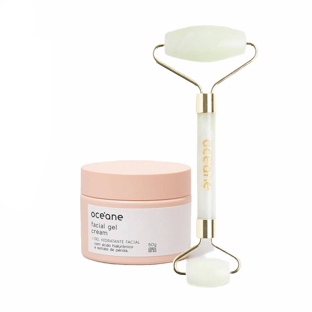 Kit Océane Massageador Facial De Jade + Hidratante Facial