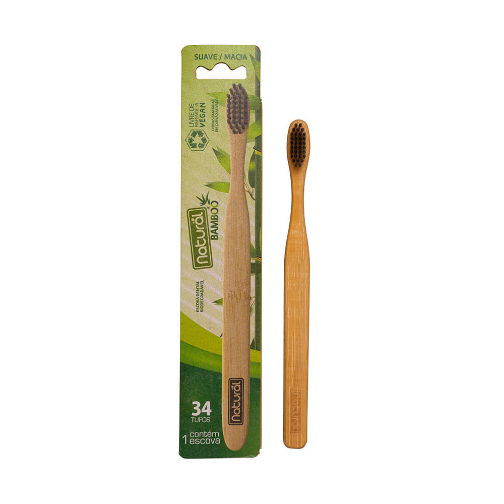 Escova Dental Natural De Bambu Orgânico Natural 34 Tufos
