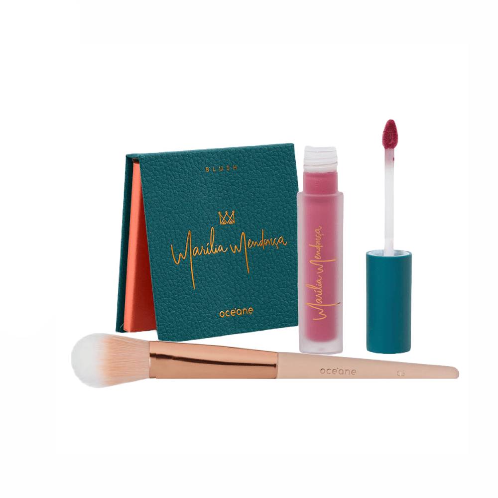 Kit Océane Blush Cintilante + Batom Líquido Rosa + Pincel