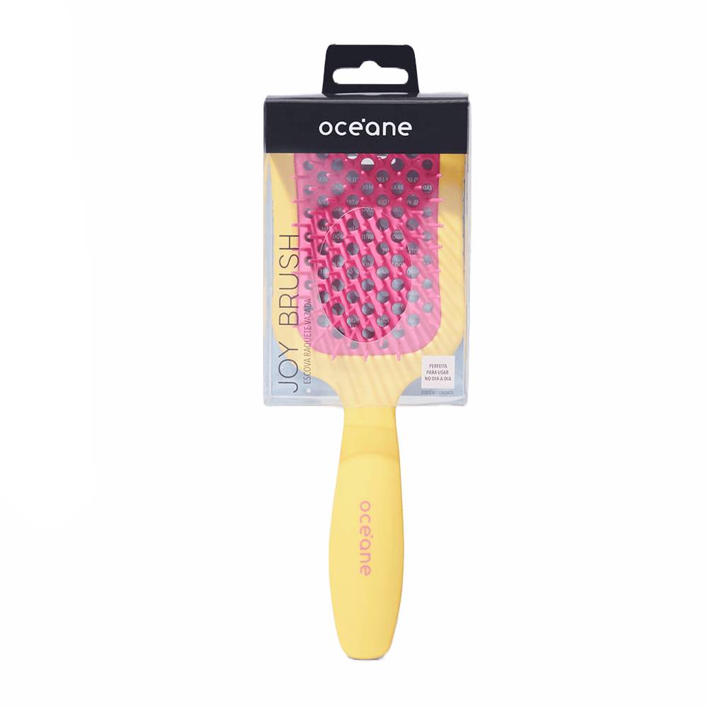 Escova De Cabelo Océane Joy Brush Raquete Vazada Amarelo
