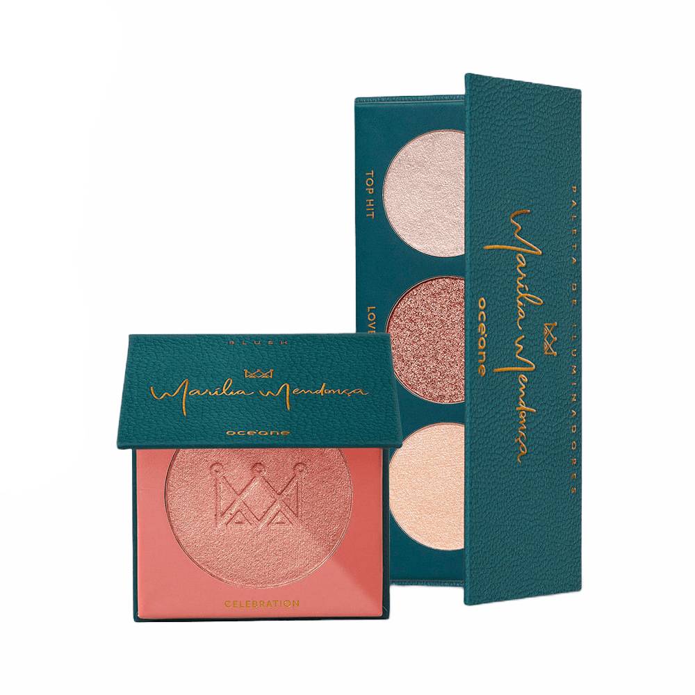 Kit Marília Mendonça By Océane Paleta De Iluminadores + Blush Rose Gold