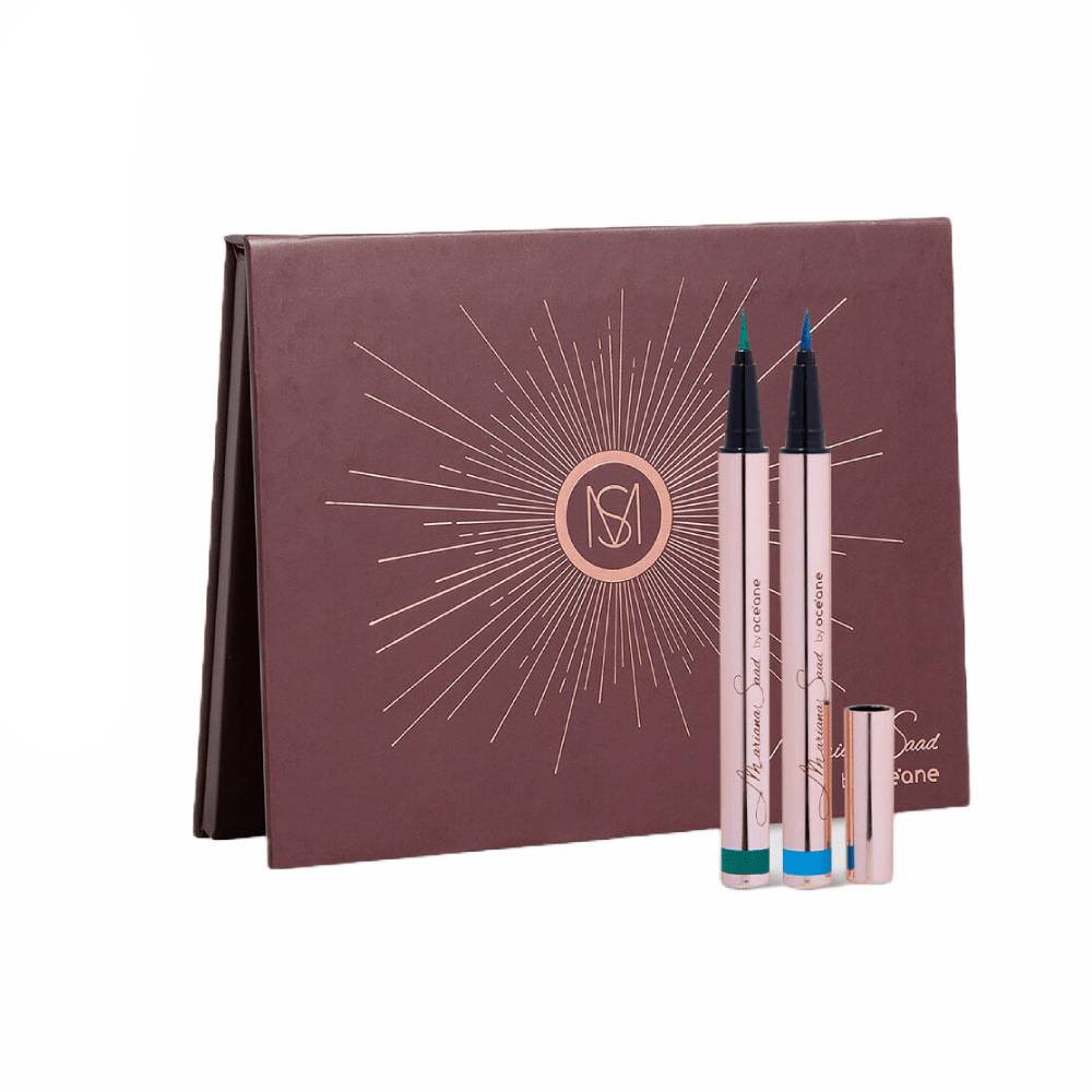 Kit Océane Paleta De Sombras 12 Shades + 2 Canetas Delineadoras Verde E Azul