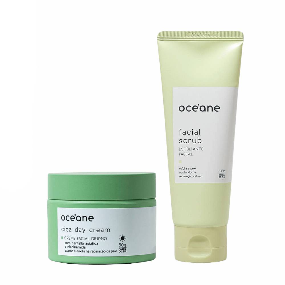 Kit Océane Creme Facial Diurno Cica + Esfoliante Facial Scrub