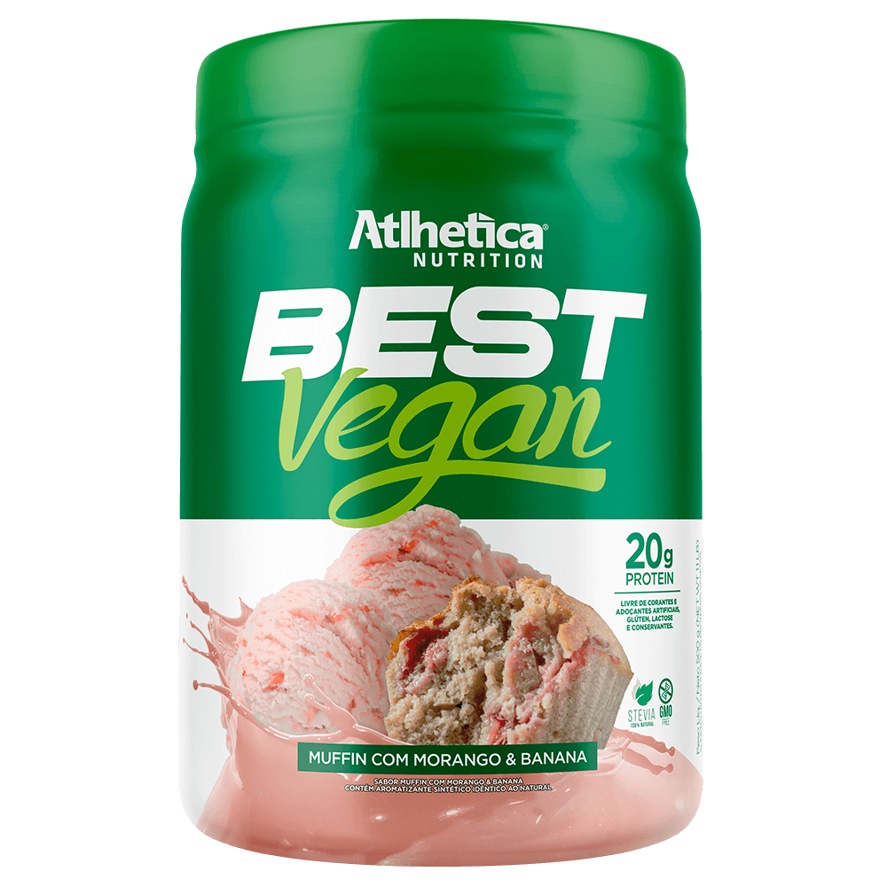 Suplemento Alimentar Best Vegan Muffin com Morango & Banana Athletica Nutrition 500g