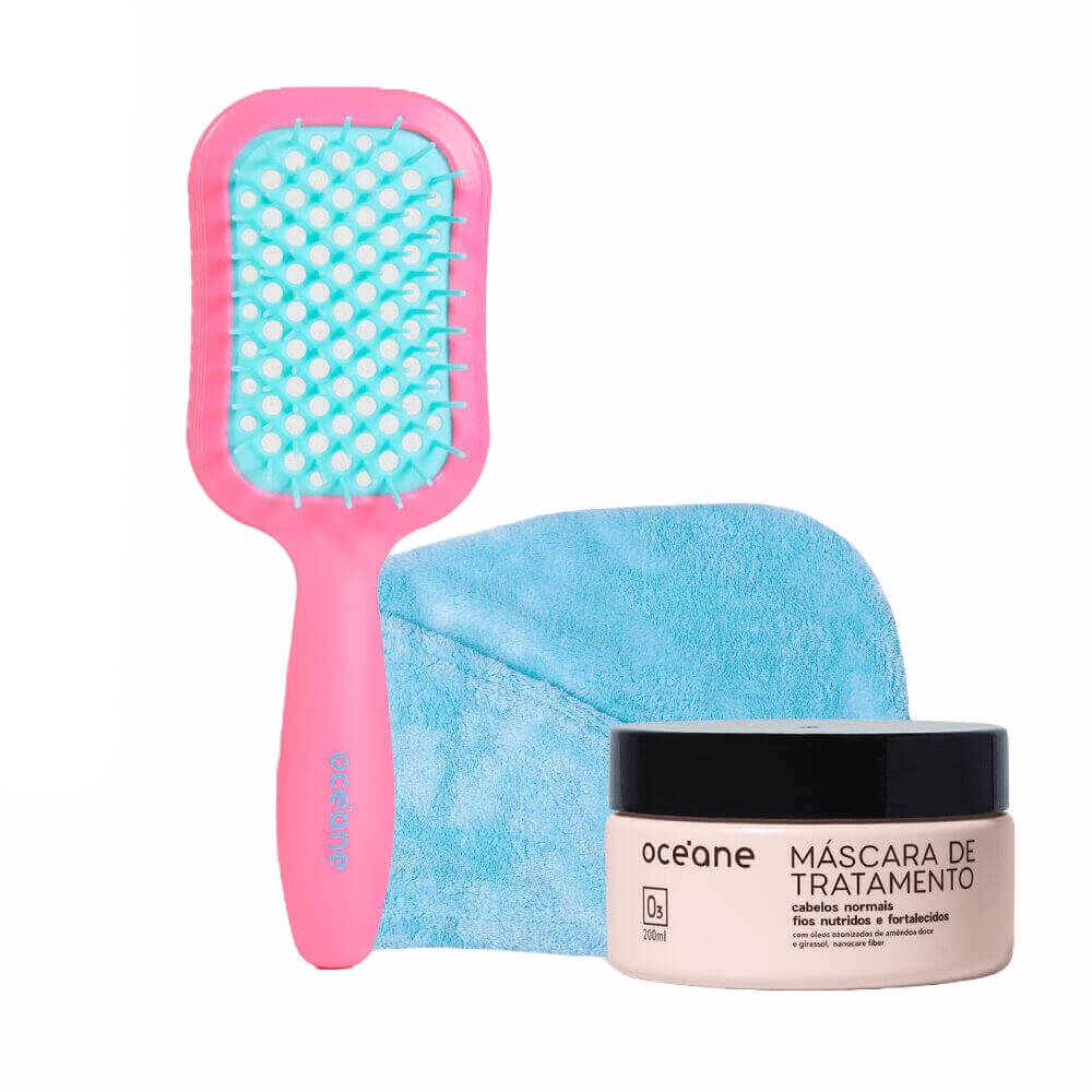Kit Océane Máscara Tratamento Para Cabelos Normais + Escova + Toalha