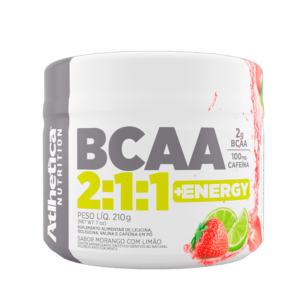 BCAA 2:1:1 +Energy Atlhetica Nutrition Morango Com Limao 210g