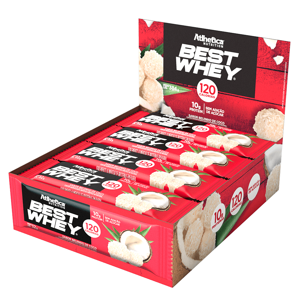Best Whey Bar Atlhetica Nutrition Beijinho de Coco Display 12 Unidades de 32g