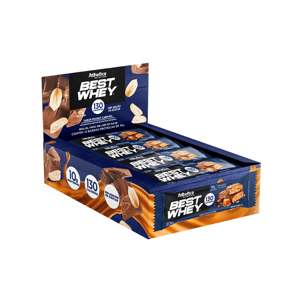 Best Whey Bar Atlhetica Nutrition Peanut Caramel Display 12 Unidades De 33g