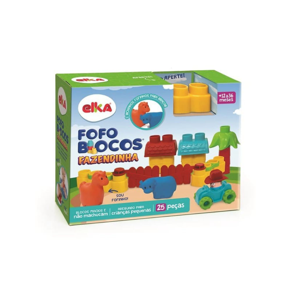 Blocos de Montar FoFo Blocos Fazendinha 14 Blocos e Acessórios Elka