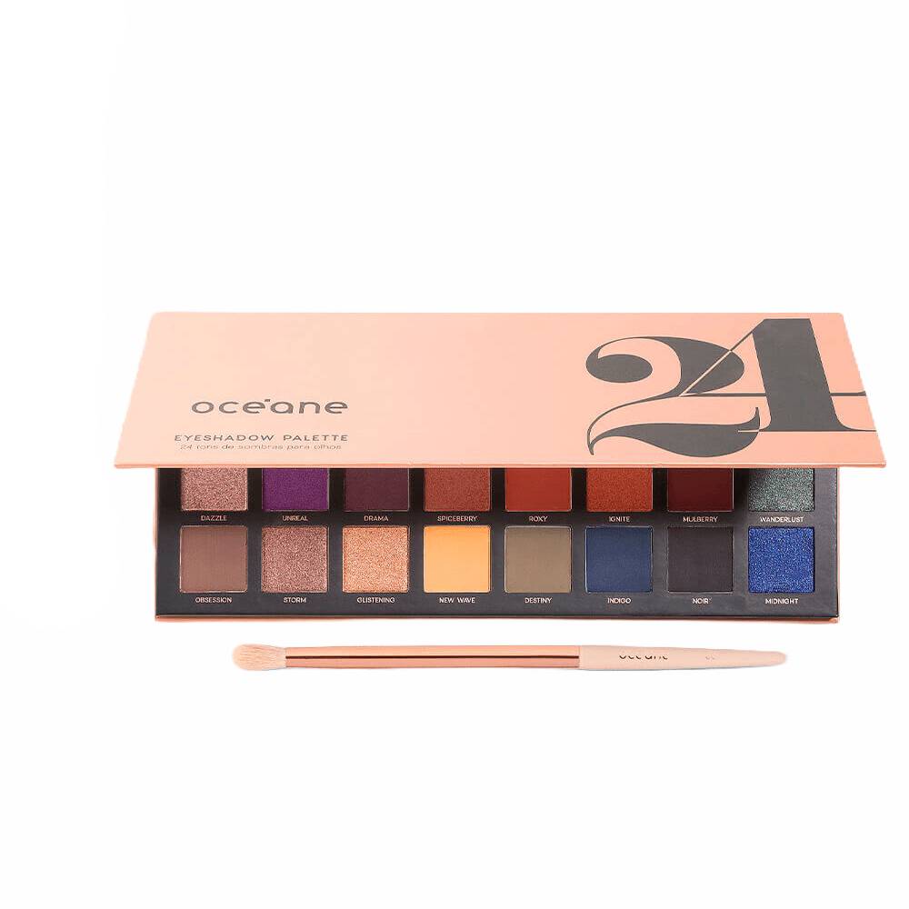 Kit Océane Paleta De Sombras 24 Cores + Pincel Para Sombra