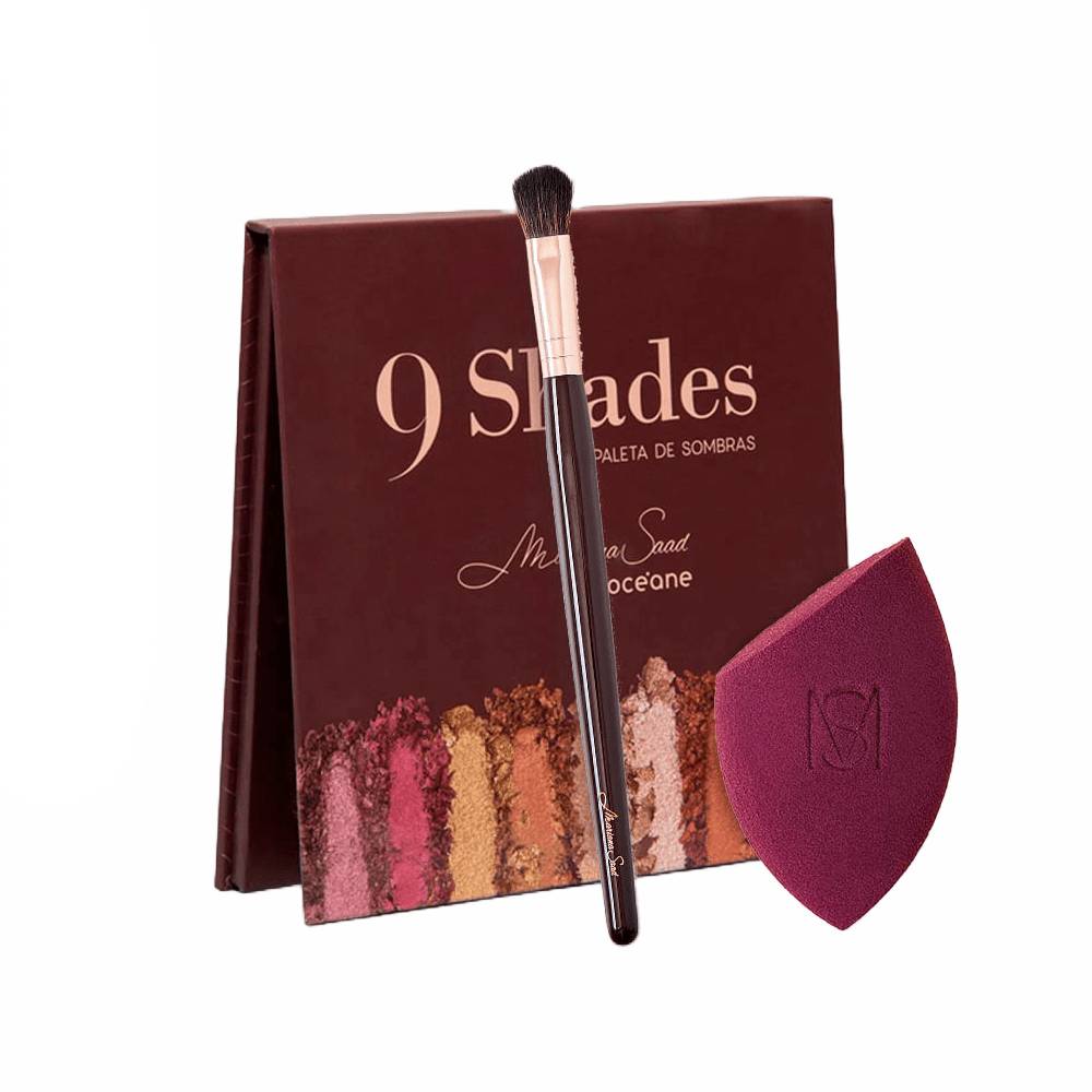 Kit Océane Paleta 9 Shades + Esponja De Maquiagem Flat Blend + Pincel Ms8