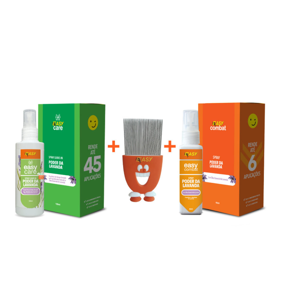 Spray Leave-in Repelente + Pente Toy + Spray Combat