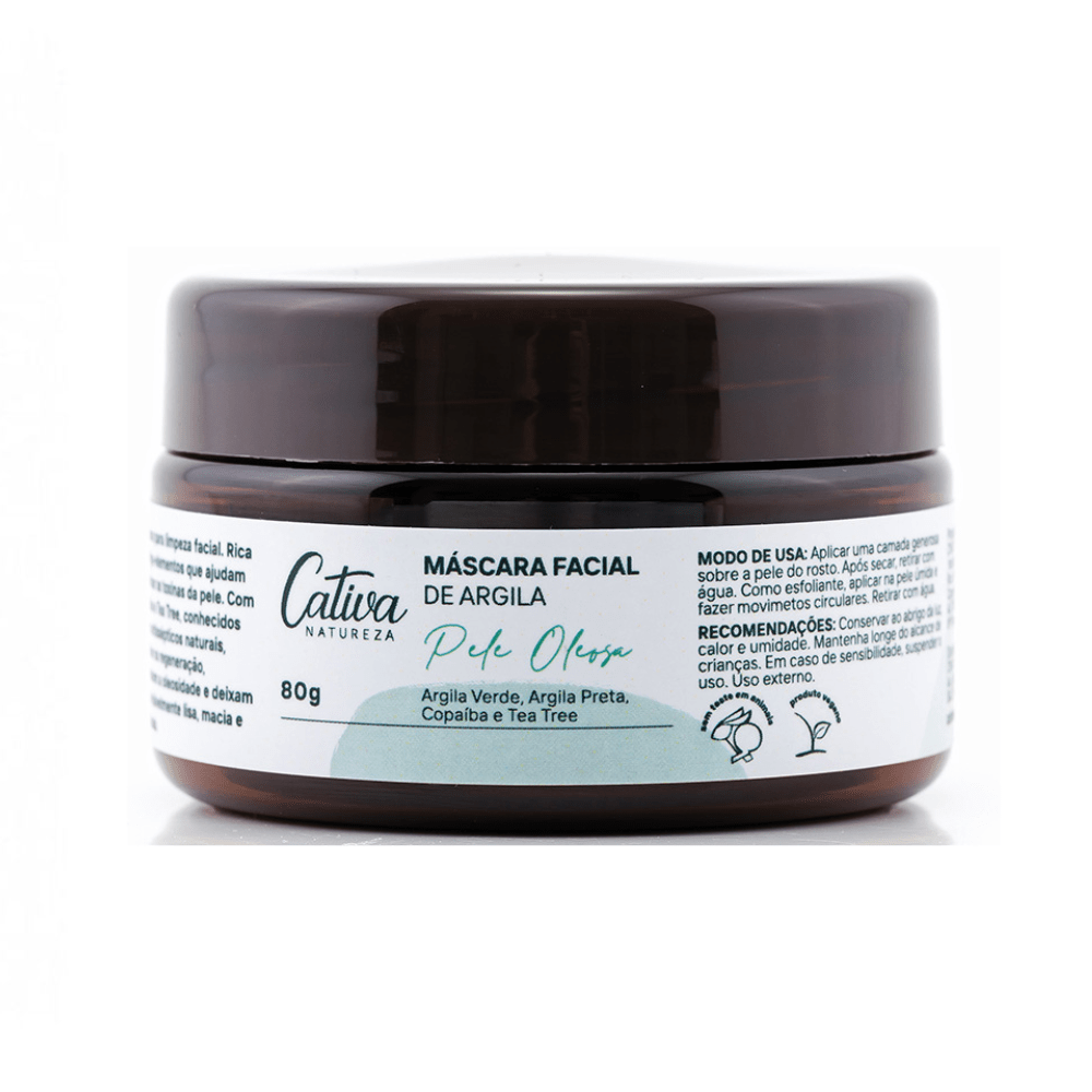 Máscara Facial Natural para Pele Oleosa Cativa Natureza 80g