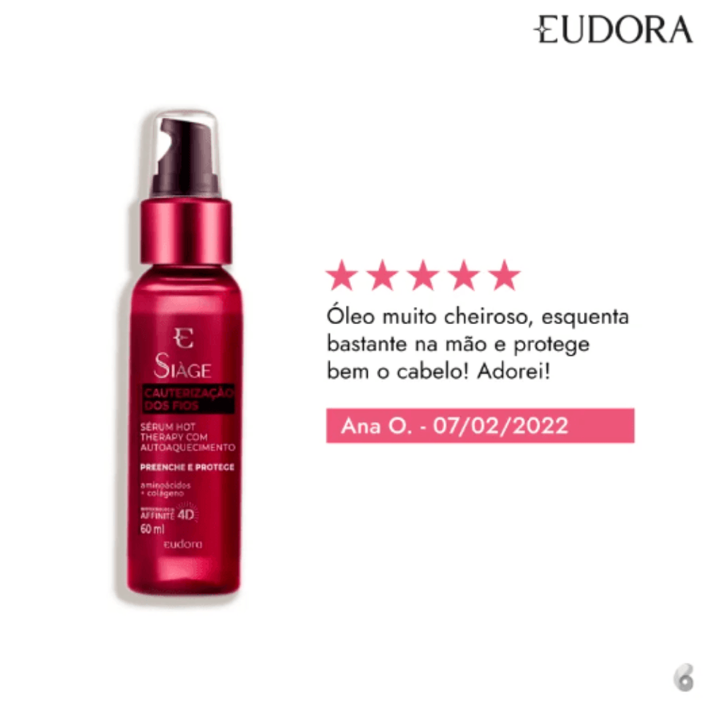 Sérum Capilar Eudora Siàge Cauterização dos Fios Hot Therapy 60ml