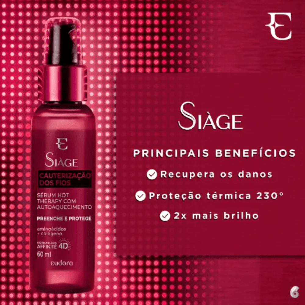 Sérum Capilar Eudora Siàge Cauterização dos Fios Hot Therapy 60ml