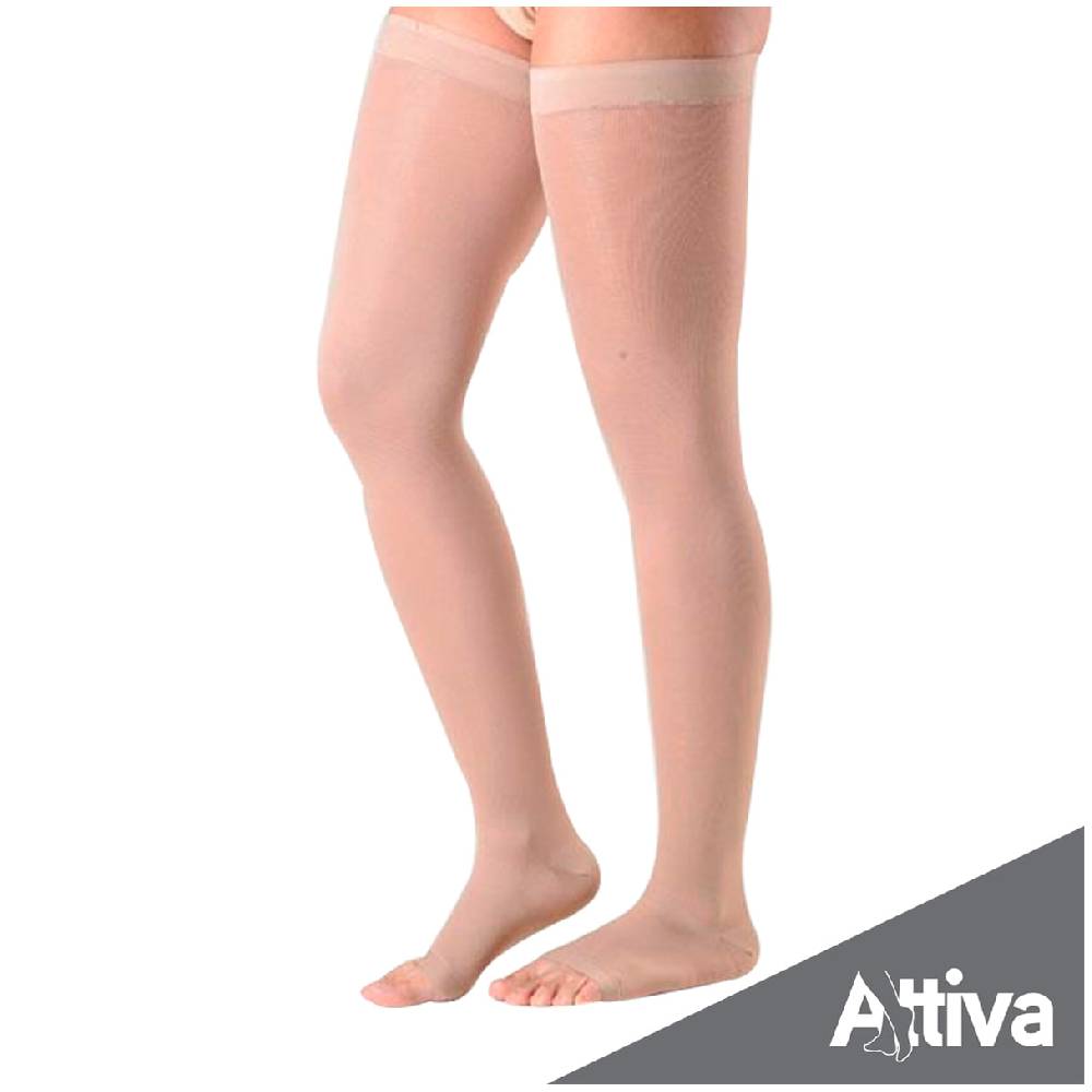 Meia Coxa 7/8 Attiva Alta Compressao 20-30 Fem Aberta Natural Tam M