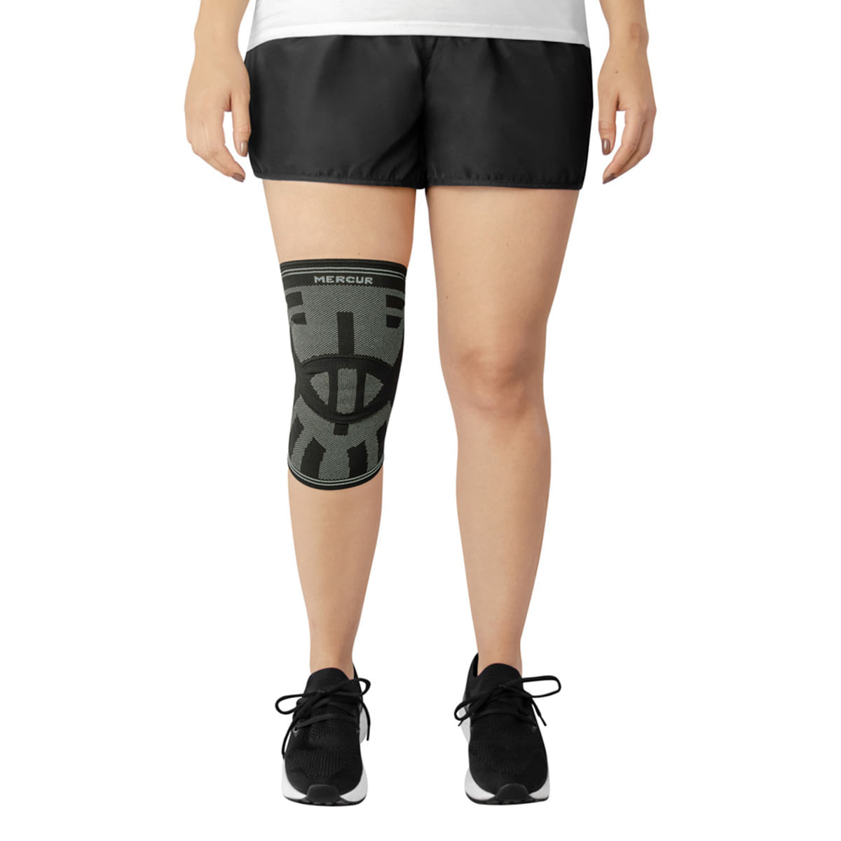 Joelheira De Compressão Elástica Mercur Preto/grafite Tamanho P Unidade