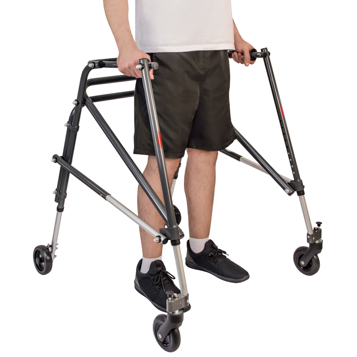 Andador Posterior de Alumínio com 4 rodas Mercur Tamanho G