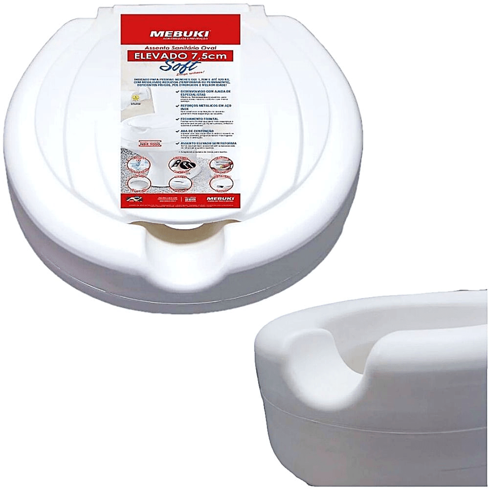 Assento Sanitário Oval Elevado Soft Com Tampa 7.5cm Unidade