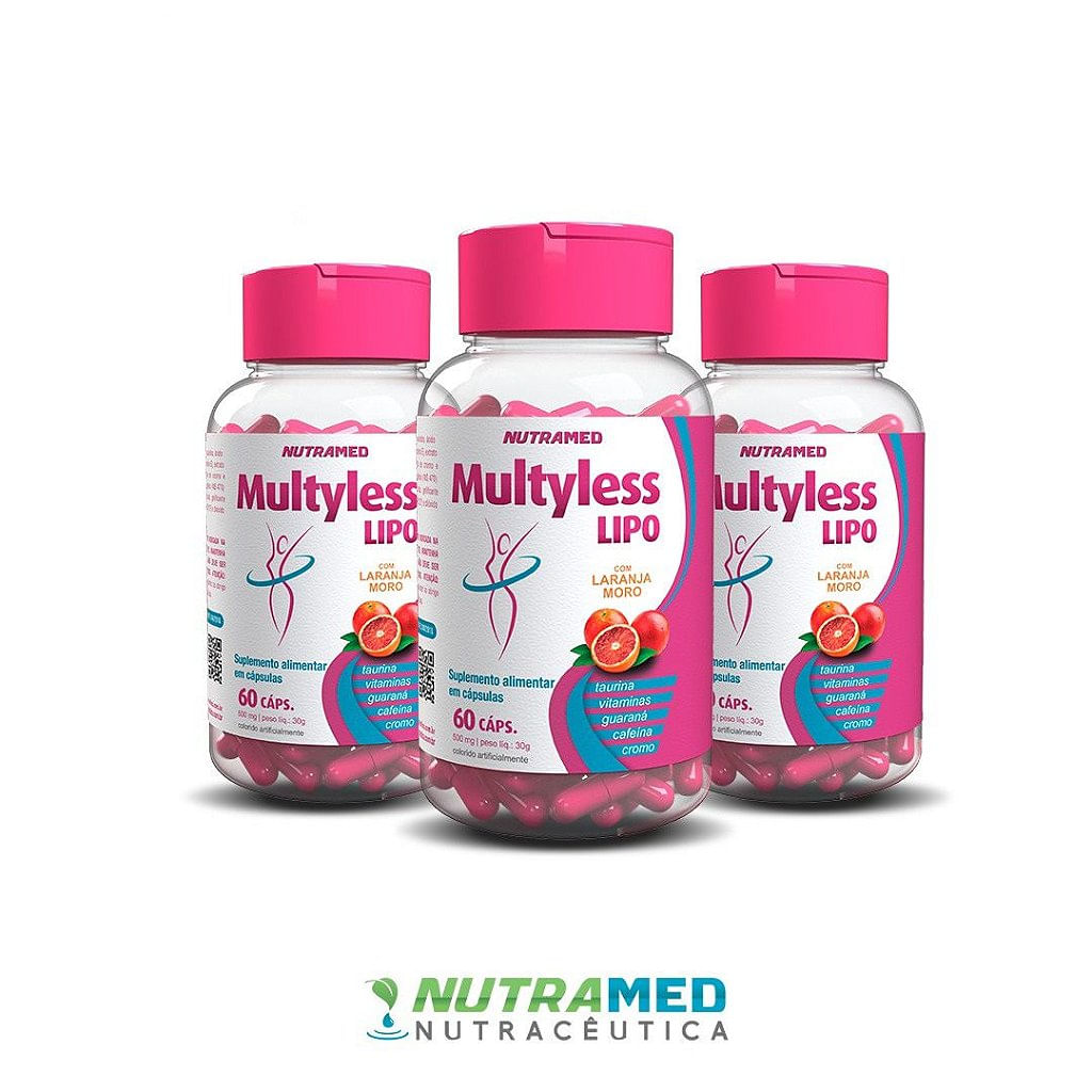 Kit 3 unidades Multyless Lipo Nutramed Laranja Com Moro
