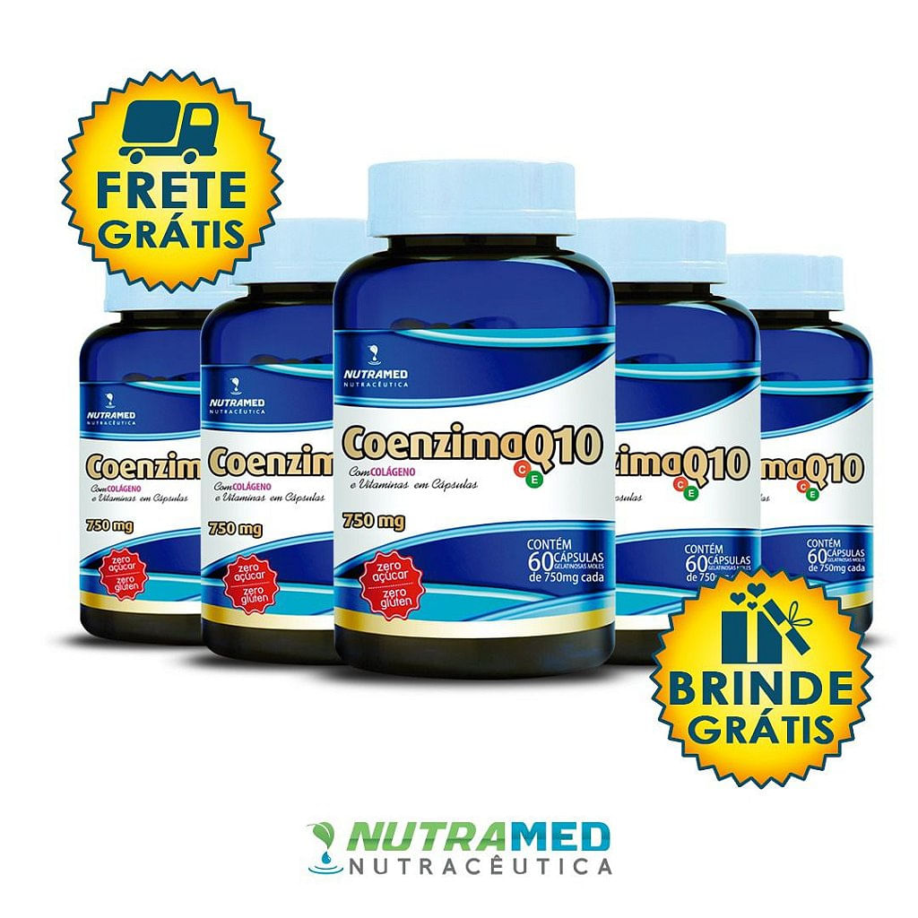 Kit com 5 Unidades Coenzima Q10 + Colágeno e Vitaminas C e E