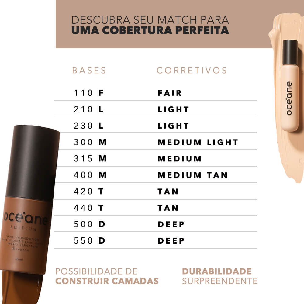 Base Líquida Escura Semi-Matte Skin Foundation Océane Edition 35ml Cor 500d