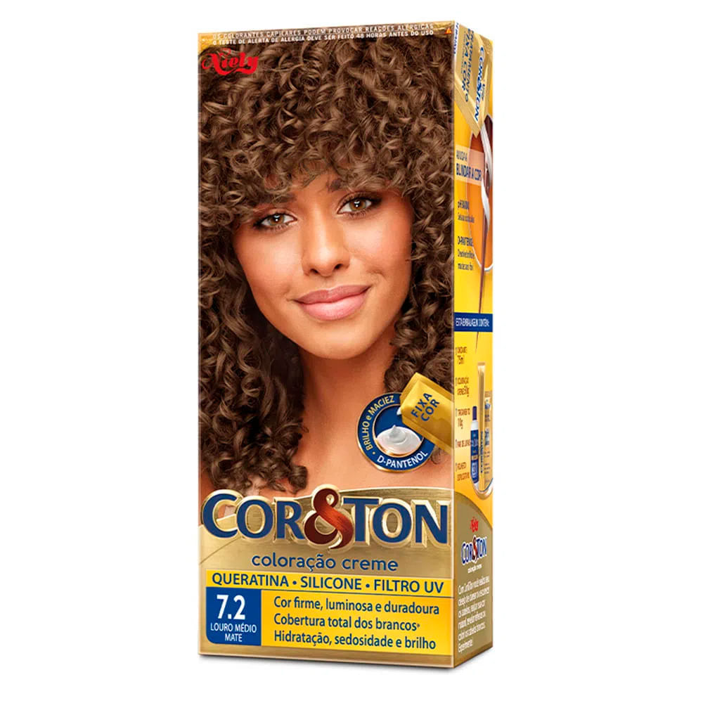 Tintura Creme Cor & Ton Louro Médio Matte 7.2