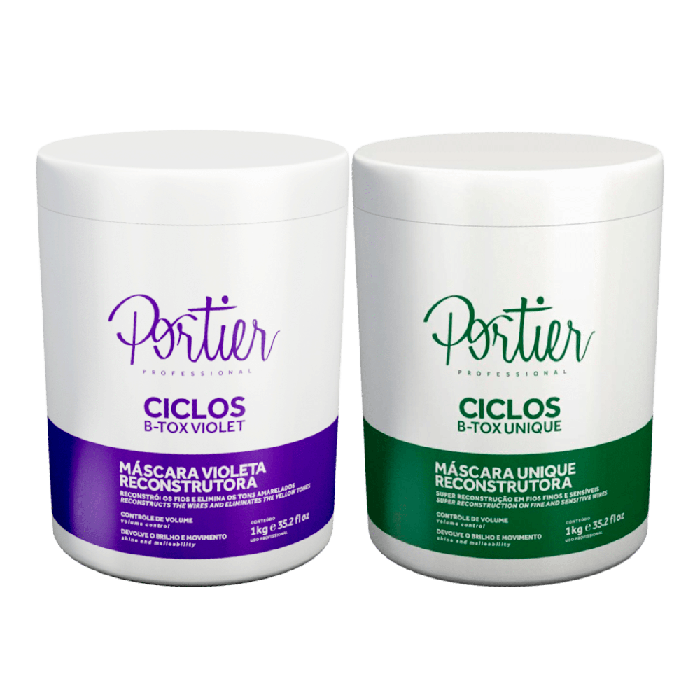 Portier Ciclos B Tox Unique Máscara 1000ml + Ciclos B-tox Violet Máscara 1000ml