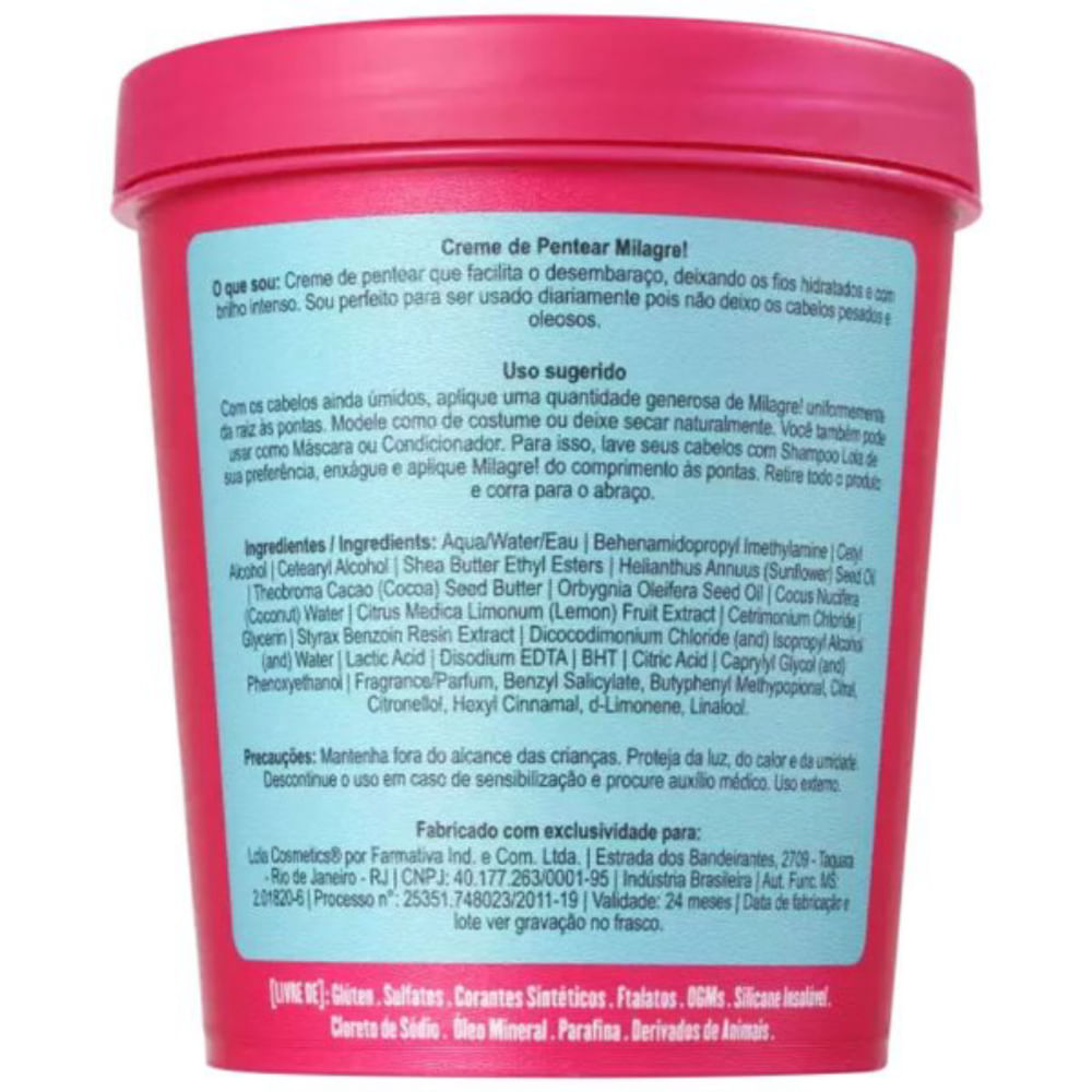 Creme Para Pentear Lola Milagre 450g