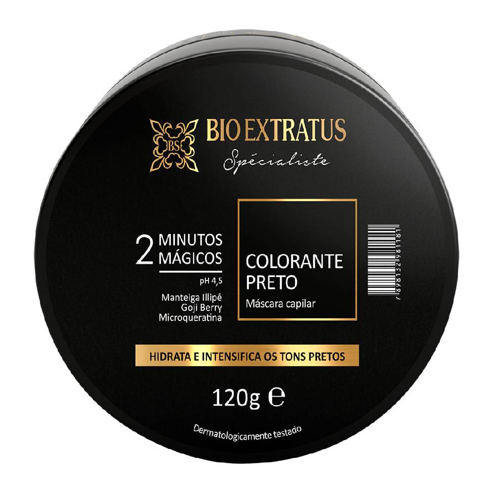 Máscara Colorante Bio Extratus 2 Minutos Mágicos Preto 120g